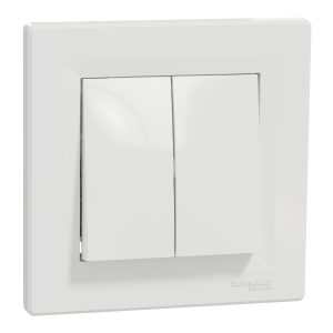 Вимикач 2-клавішний. внутрішній. "ASFORA" бiлий (C1)