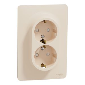 Розетка 2-а з заземлювальним контактом, внутрішня, "UNICA NEW" слонова кістка (C3)