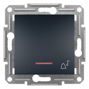 Кнопка 2-модулі. з символом "Дзвоник" з підсвіткою  "ASFORA Schneider" антрацит (C3)