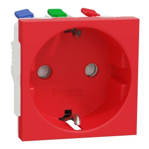 Розетка 1-а з заземлювальним контактом, зі шторками "UNICA NEW" червона (C3)