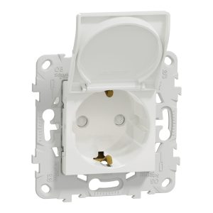 Розетка з заземленням з штирем з кришкою 16а гвинтовий затиск біла(C3)
