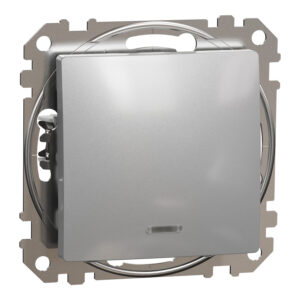 Вимикач 1-кл. внутр. перехресний з підсвіткою "Sedna Design" Алюміній