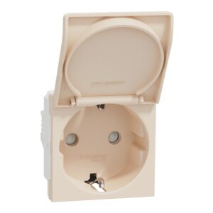 Розетка 1-а З/К внутр. з кришкою та шторками "UNICA NEW" сл.к. (C2)