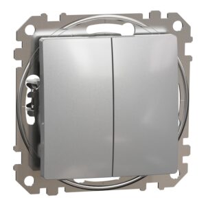 Вимикач 2-клавішний. внутрішній. "Sedna Design" Алюміній