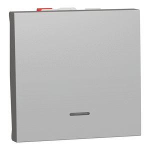 Вимикач 1-клавішний. внутрішній. прохідний. з підсвіткою. 2 мод "UNICA NEW" алюміній