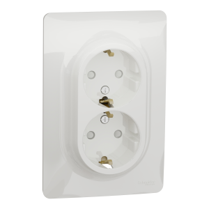 Розетка 2-а з заземлювальним контактом, внутрішня, "UNICA NEW" біла (C1)