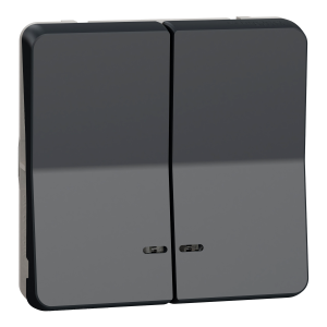 Кнопка 2-модулі 2-клавішнавнутрішня. з підсвіткою .IP55 "MUREVA S" чорна (10А) (C3)