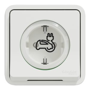 Розетка 1-а з заземлювальним контактом, зі шторками IP55 для електромобіля "MUREVA S" біла