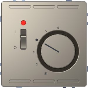 Регулятор температури в приміщенні з перемикачем та центральною платою 24В, "D-Life" нікель