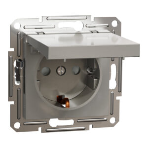 Розетка 1-а заземлювальним контактом, внутрішня з кришкою "ASFORA" бронза (C1)
