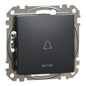 Кнопка "Дзвоник" внутрішня з синьою підсвіткою "Sedna Design" чорний