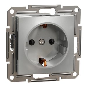 Розетка 1-а заземлювальним контактом, внутрішня "ASFORA" алюміній (C1)