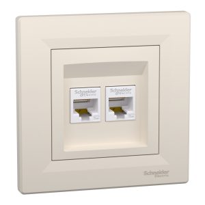 Розетка комп’ютерна подвійна RJ-45, внутрішня, "ASFORA" слонова кістка (C1)