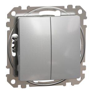 Вимикач 2-клавішний. внутрішній. прохідний "Sedna Design" Алюміній