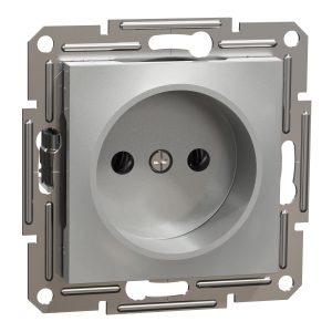 Розетка 1-а без заземлювального контакту, внутрішня, модель"ASFORA" алюминий (C1)