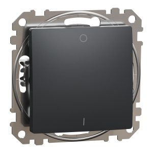 Вимикач 1-клавішний. внутрішній. 2-полюсний. "Sedna Design" Чорний