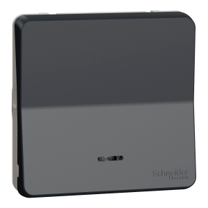 Вимикач 1-клавішний. внутрішній. прохідний з підсвіткою. IP55 "MUREVA S" чорний (10А) (C3)