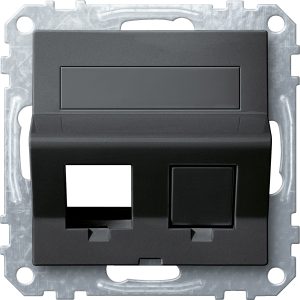 Розетка комп’ютерна подвійна RJ-45, під штукатурку/на поверхню, колір антрацит System M