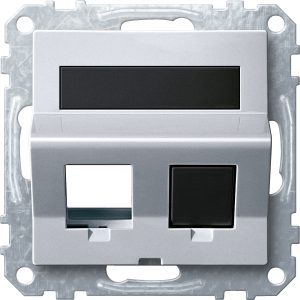 Розетка комп’ютерна подвійна RJ-45, під штукатурку/на поверхню, колір алюміній System M