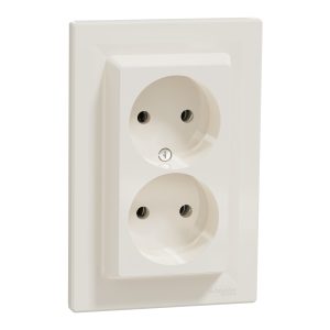 Розетка 2-а без заземлювального контакту, внутрішня, "ASFORA" слонова кістка (C1)