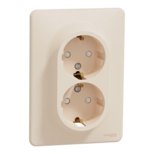 Розетка 2-а З/К внутр. зі шторками "Sedna Design" Бежевий