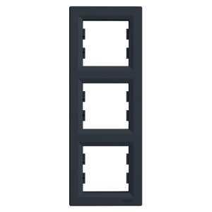 Рамка 3-х кратна вертикальна "ASFORA" антрацит (C2)