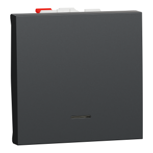 Вимикач 1-клавішний. внутрішній. прохідний. з підсвіткою. 2 мод "UNICA NEW" антрацит (C3)
