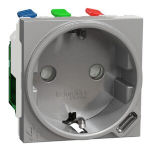 Розетка 1-а З/К внутр. зі шторками + USB тип С 10,5 Вт "UNICA NEW" алюміній (C3)