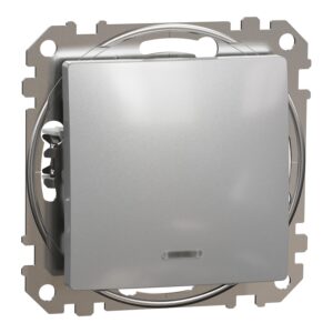 Вимикач 1-клавішний. внутрішній. прохідний. з підсвіткою. "Sedna Design" Алюміній