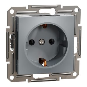 Розетка 1-а заземлювальним контактом, внутрішня "ASFORA" сталь (C2)
