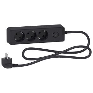 Подовжувач 3 гнізда 1,5м З/К "Unica Extend" чорний (C2)