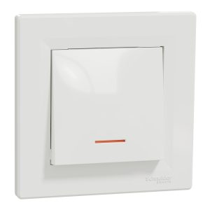 Вимикач 1-клавішний. внутрішній. з підсвіткою. "ASFORA" бiлий (C1)