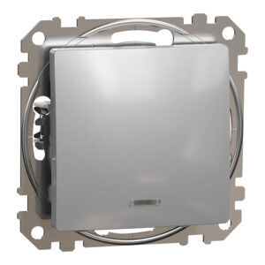 Вимикач 1-клавішний. внутрішній. з підсвіткою "Sedna Design" Алюміній