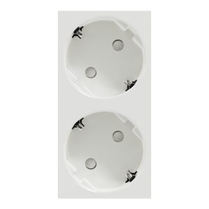 Розетка 2-а з заземлювальним контактом, внутрішня, 45° "UNICA NEW" біла (C3)