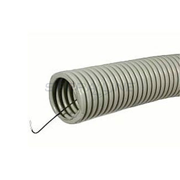 Труба ПВХ гофрована гнучка d=32мм, Light (220 Н 5/см пог.), стандартна з протяжкою, колір - сірий