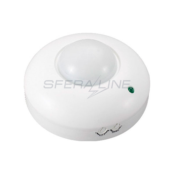 Датчик руху інфрачервоний стельовий e.sensor.pir.07.white, білий, 360°, IP20