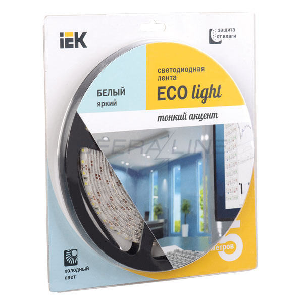 Стрічка світлодіодна LED, LSR-3528W120-9.6-IP65-12V, 5м блістер, IEK-eco
