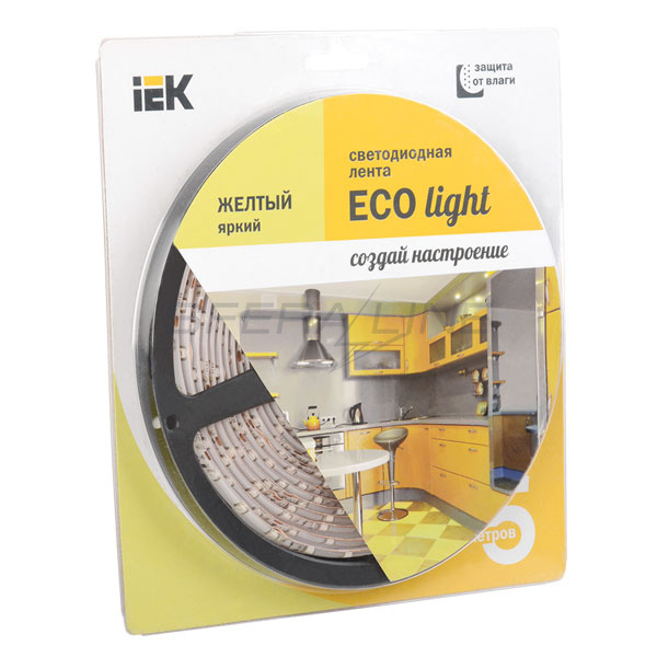 Стрічка світлодіодна LED, LSR-3528Y60-4.8-IP65-12V, 5м блістер, IEK-eco