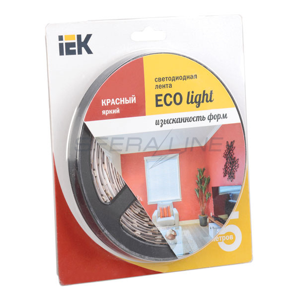 Стрічка світлодіодна LED, LSR-3528R60-4.8-IP20-12V червоний колір, 5м блістер, IEK-eco